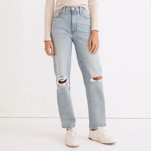 Madewell The Perfect Vintage straight leg distressed high rise‎ jeans size 28